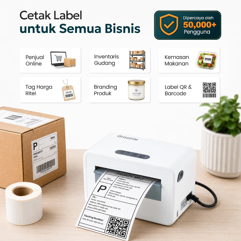 Printer Thermal Label & Resi | USB + Bluetooth - gambar produk 2