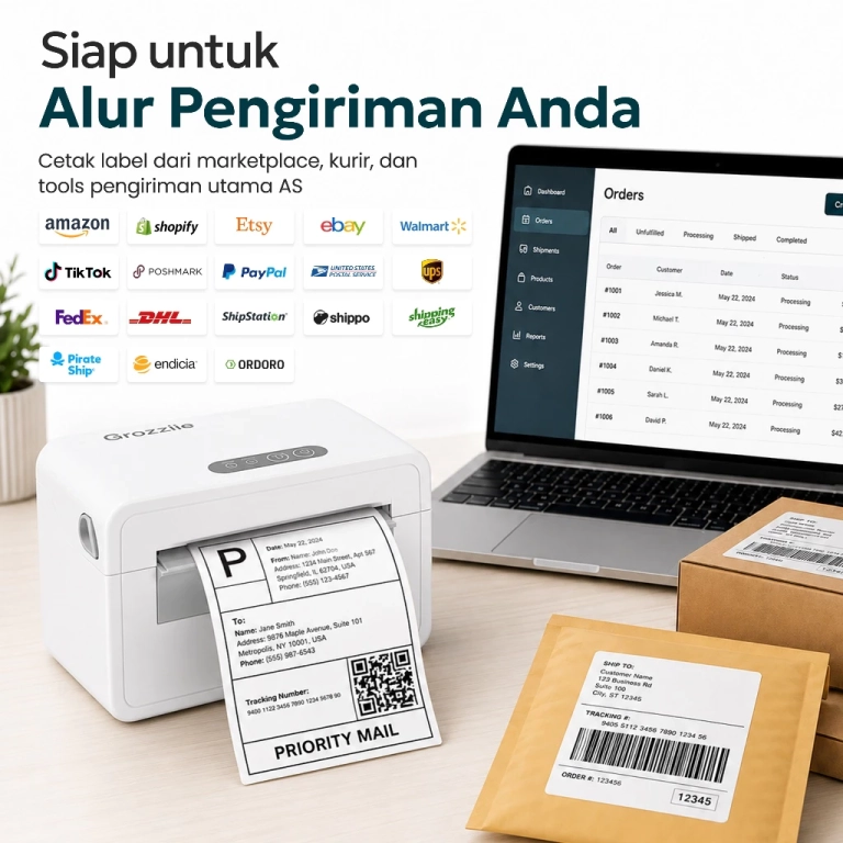Printer Thermal Label & Resi | USB + Bluetooth