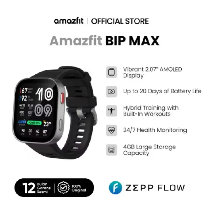 Amazfit BIP Max Smartwatch | GPS Sport Watch | Baterai 21 Hari | AMOLED Display | Waterproof 5 ATM | 140+ Sports Modes
