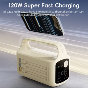 BOOMii Powerbank 200000mAh 3in1 Kabel Bawaan Solar Powerbank 4Output LED Darurat Portable Power Bank - gambar produk 4
