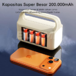 BOOMii Powerbank 200000mAh 3in1 Kabel Bawaan Solar Powerbank 4Output LED Darurat Portable Power Bank - gambar produk 3