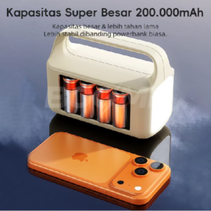 BOOMii Powerbank 200000mAh 3in1 Kabel Bawaan Solar Powerbank 4Output LED Darurat Portable Power Bank - gambar produk 3