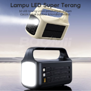 BOOMii Powerbank 200000mAh 3in1 Kabel Bawaan Solar Powerbank 4Output LED Darurat Portable Power Bank - gambar produk 2