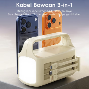 BOOMii Powerbank 200000mAh 3in1 Kabel Bawaan Solar Powerbank 4Output LED Darurat Portable Power Bank